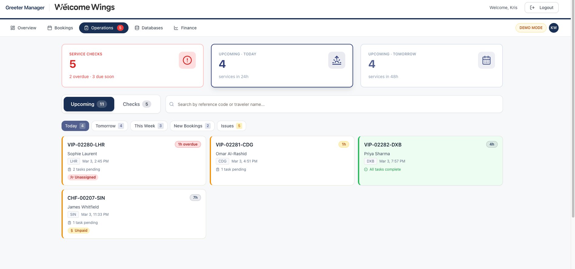Welcome Wings operations